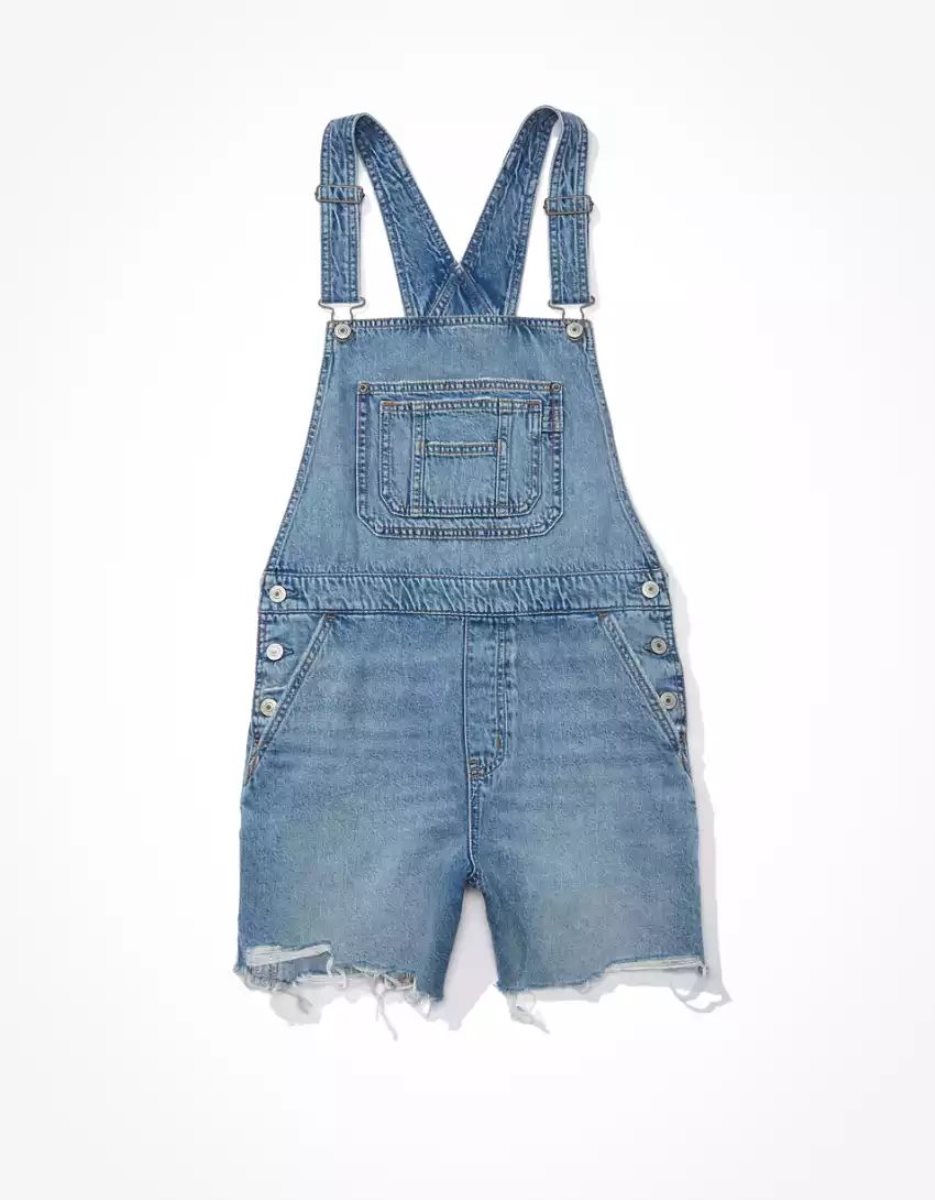 Shorts American Eagle AE Dreamy Drape Denim Baggy Overall Lavage Clair Femme | BTR-38465596